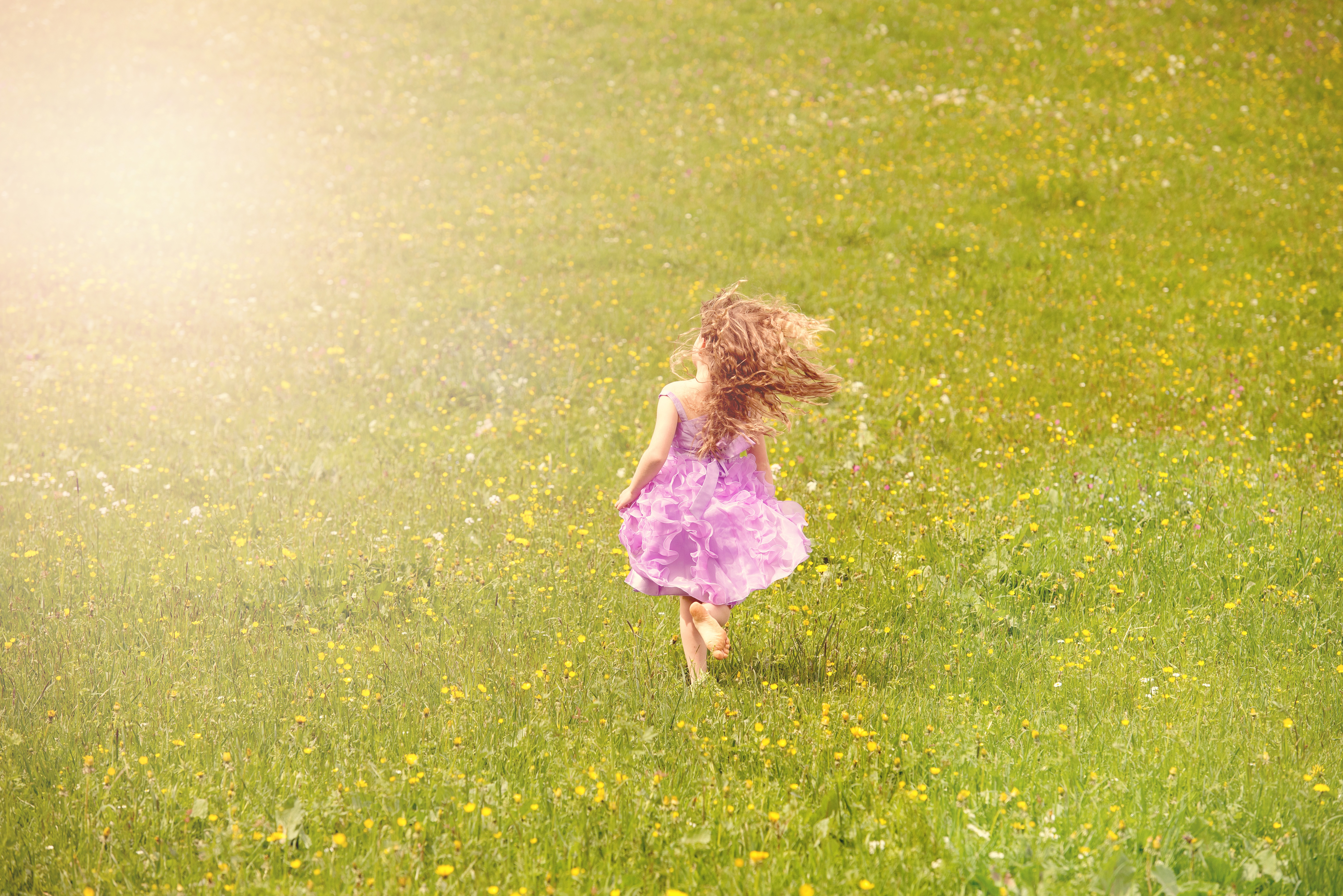 pleasant memories of a carefree child skipping 